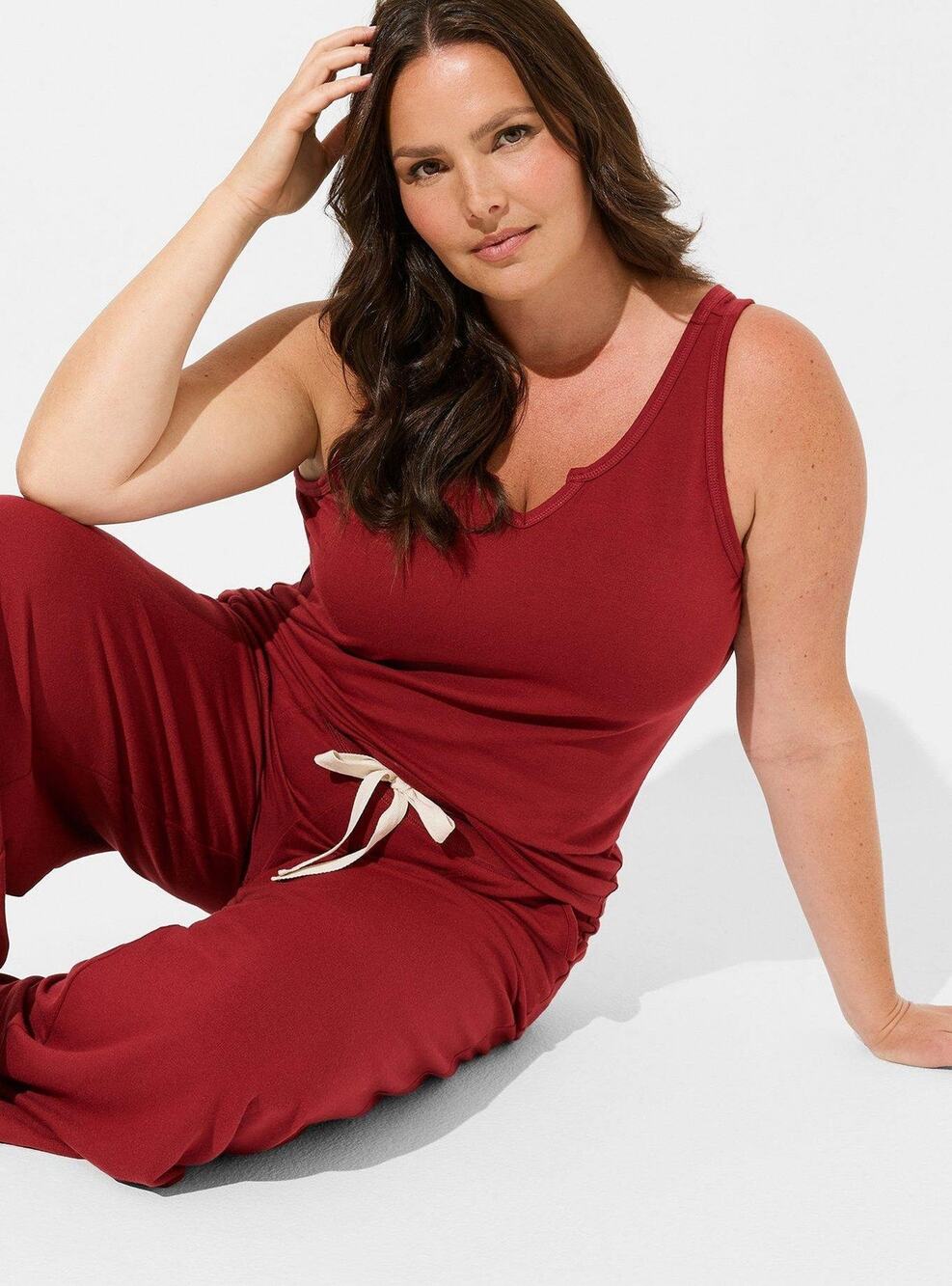 Torrid 5x 5 28 Rhubarb Dream Fleece Notch Front Sleeveless Lounge Tank